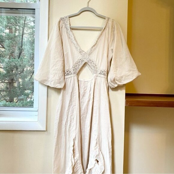 NWT Free People X's and O's Midi Maxi Dress Lace Tiered Ruffle Summer Cream XL - Picture 9 of 11